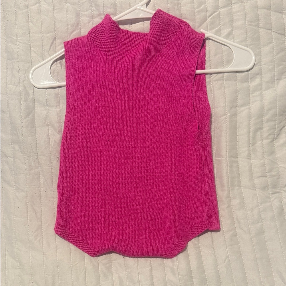 Pink Sleeveless Knit Top